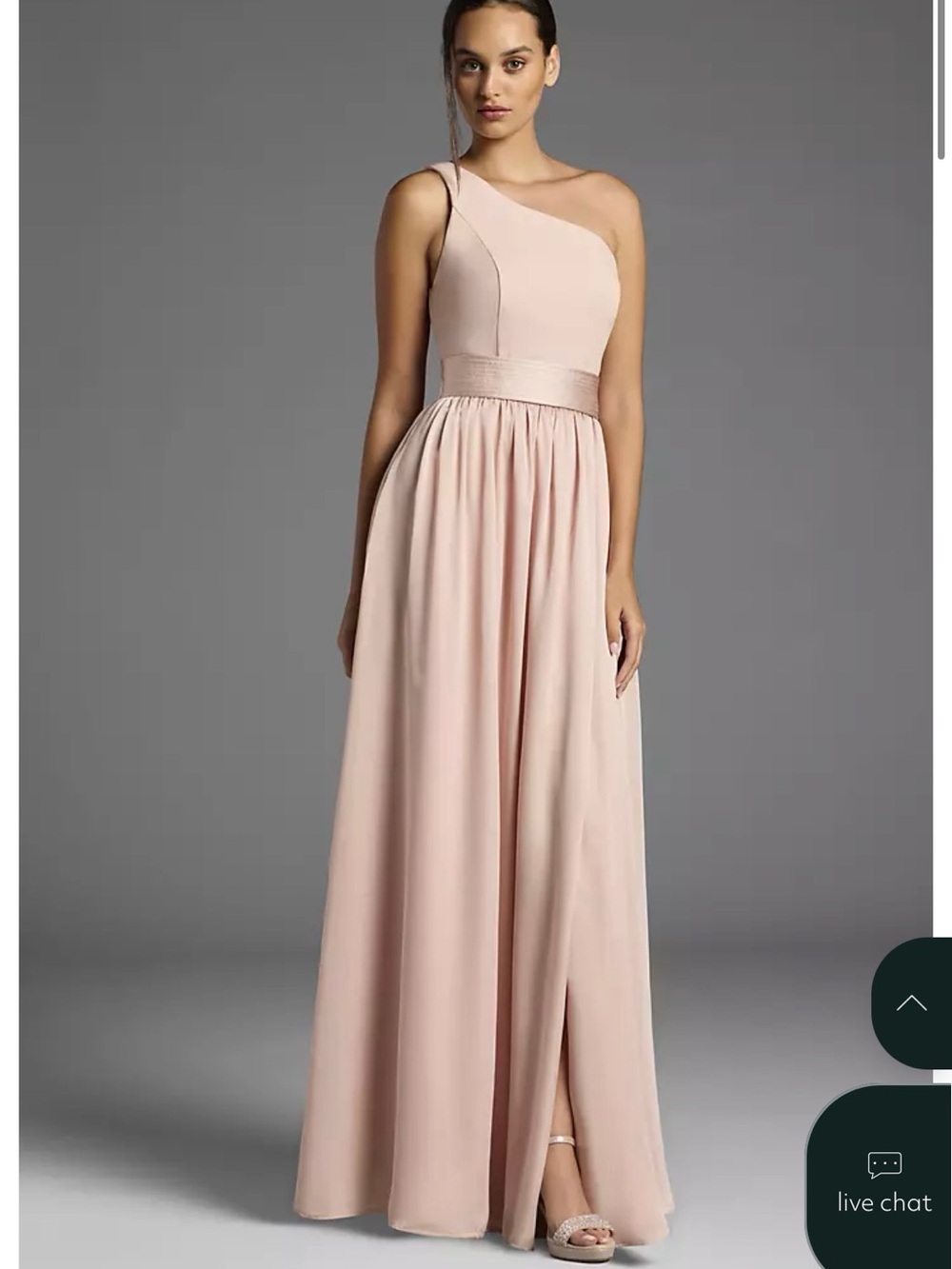 White by Vera Wang One-Shoulder Blush Pink Evening Gown